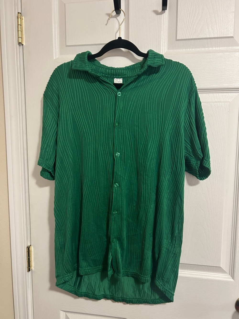 Green Textured Button-Up Shirt